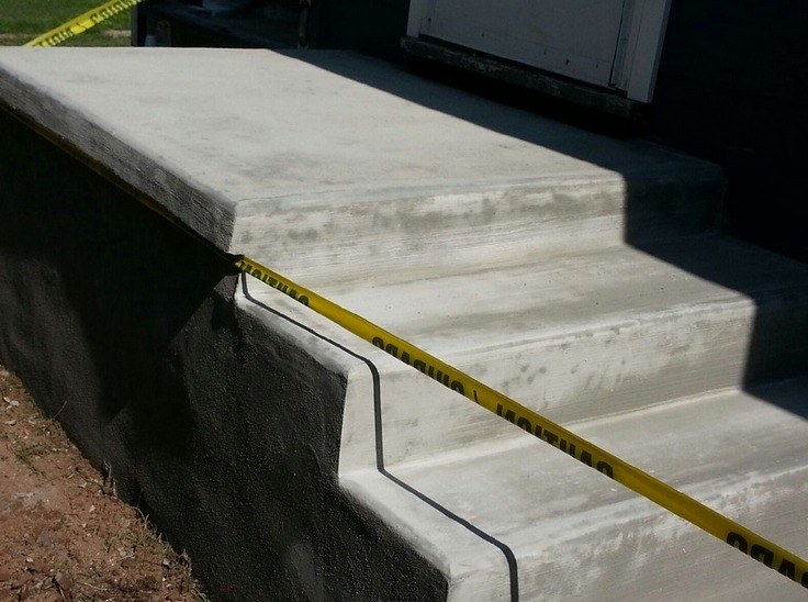 Side view of the resurfaced steps